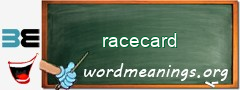 WordMeaning blackboard for racecard